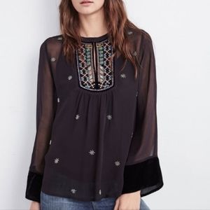 NWT Velvet by Graham & Spencer Becky Embellished Chiffon Blouse SZ S